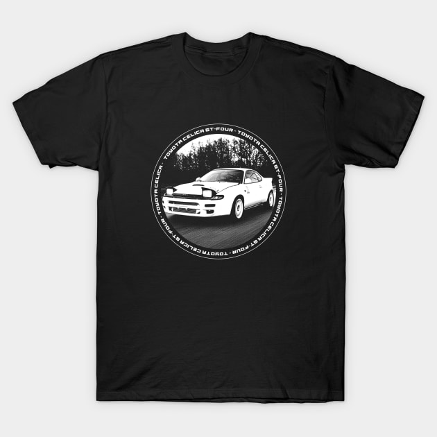 TOYOTA CELICA GT-FOUR ST185 Black 'N White 4 (Black Version) T-Shirt by Cero